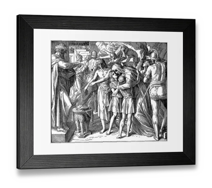 Framed Print : Woodcut, The seven Maccabee brothers Framed Print : Woodcut, The seven Maccabee brothers