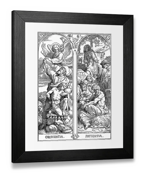 Framed Print : Woodcut, waiting, patience until the Advent of the Lord