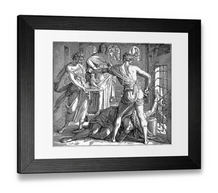 Framed Print : Woodcut, the beheading of John the Baptist