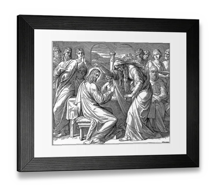 Framed Print : Woodcut, Jesus in Bethany, Gospel of Matthew