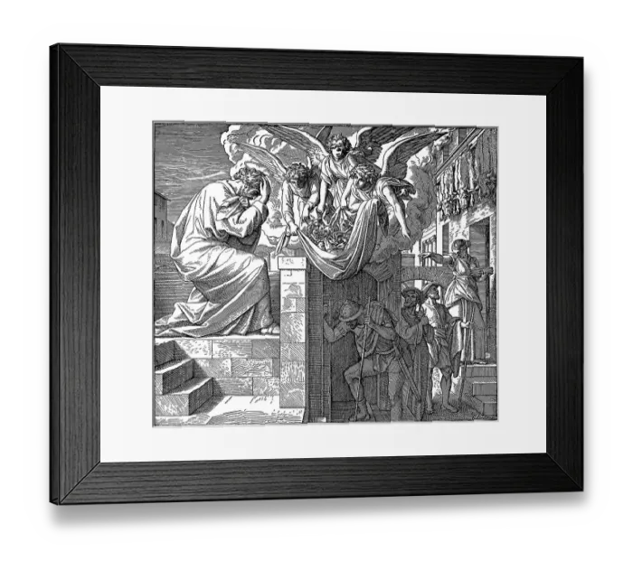 Framed Print : Woodcut, the baptism of the heathen Cornelius