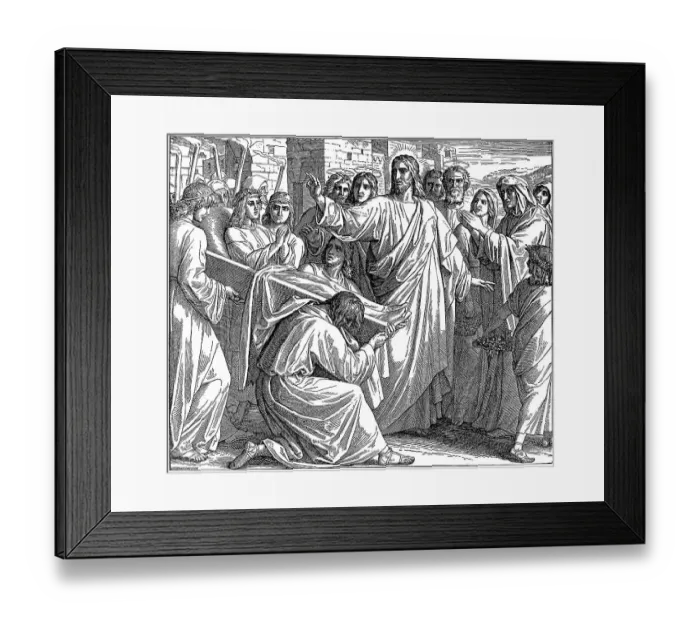Framed Print : Woodcut, The Lad of Naim, Luke 7 Framed Print : Woodcut, The Lad of Naim, Luke 7