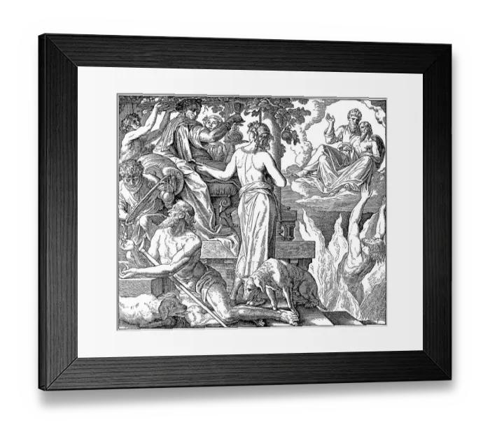 Framed Print : Woodcut, Lazarus and Dives, Luke 16 Framed Print : Woodcut, Lazarus and Dives, Luke 16
