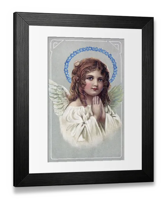Framed Print : Girl as an angel, postcard picture, around 1900
