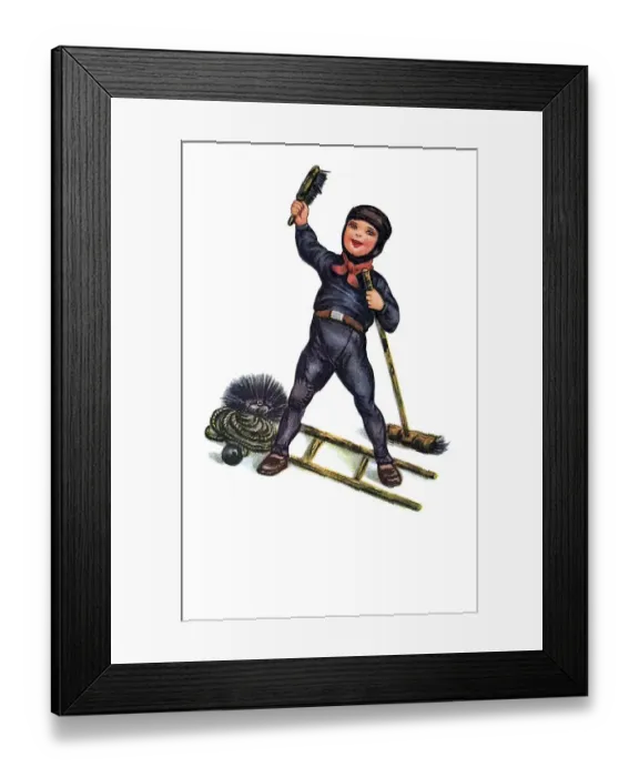 Framed Print : Boy as a chimney sweep, postcard picture