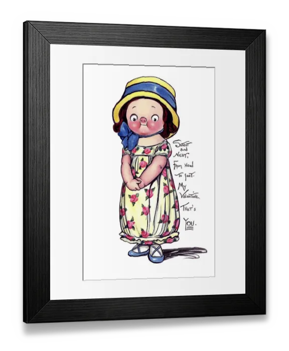 Framed Print : Girl wearing a hat, Sweet and neat