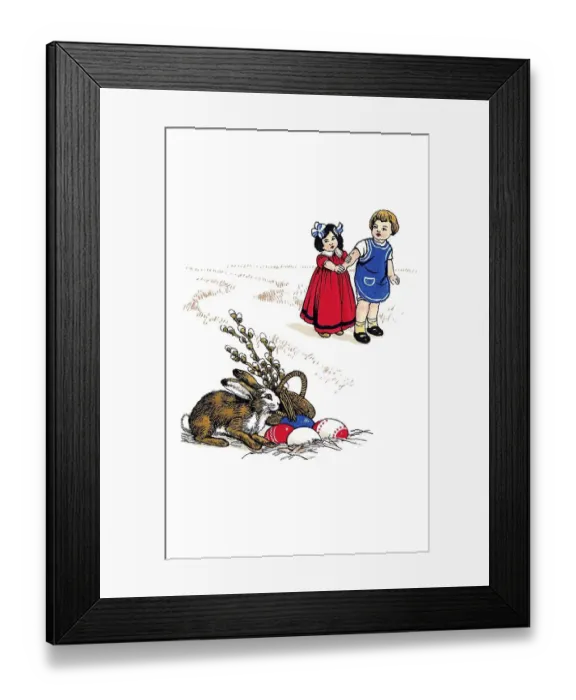 Framed Print : Nostalgic greeting card for Easter