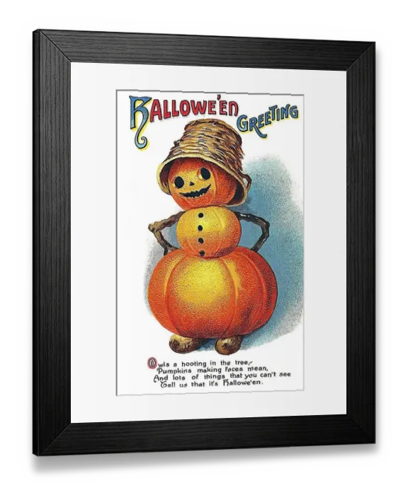 Framed Print : Pumpkin figure, Halloween Greetings, illustration