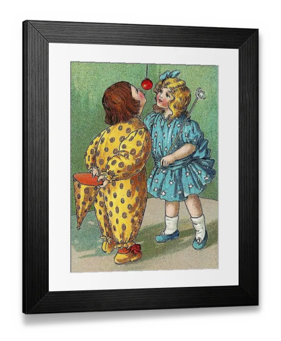 Framed Print : Children play, catching an apple with the mouth Framed Print : Children play, catching an apple with the mouth