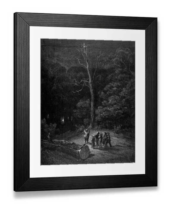 Framed Print : The Tom Thumb, children abandoned in the woods at night Framed Print : The Tom Thumb, children abandoned in the woods at night