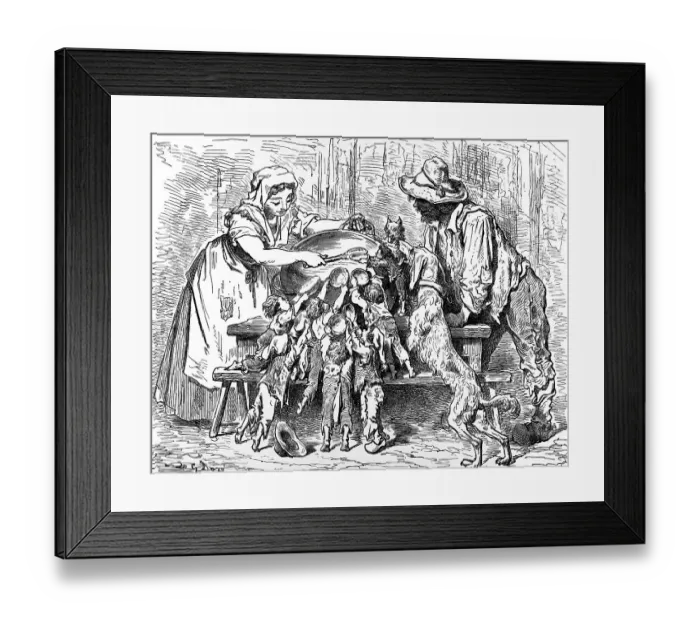 Framed Print : The Tom Thumb, little boys and parents