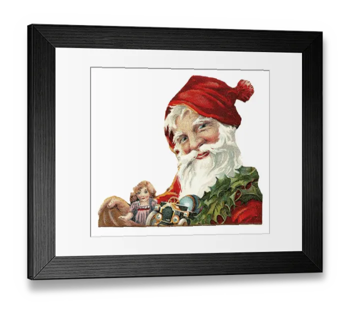Framed Print : Santa Claus doll and toy car, historical illustrations