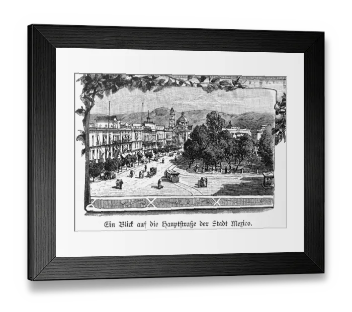 Framed Print : Main street, traffic, horse-drawn carriage