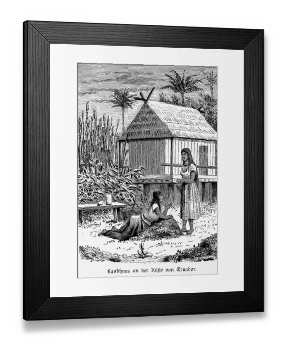 Framed Print : Two women, agriculture, country house