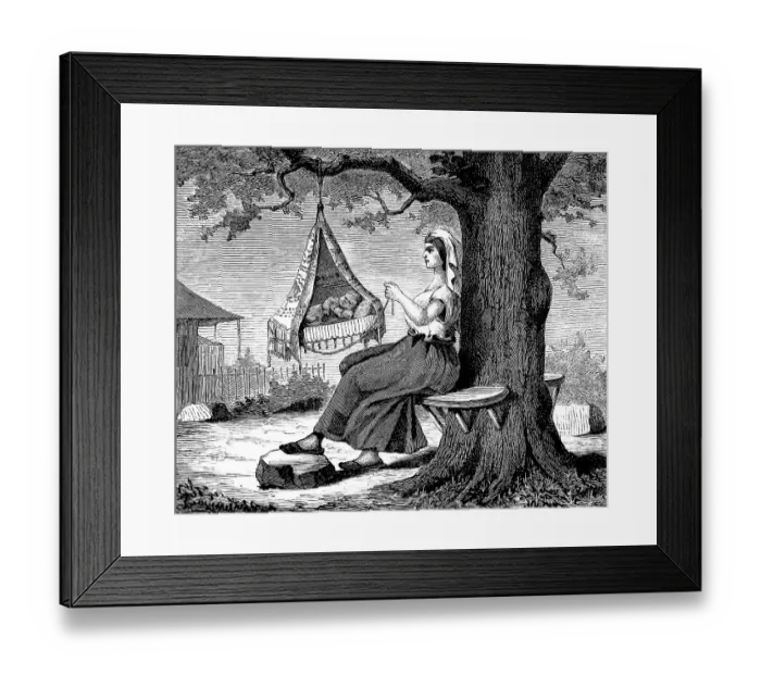 Framed Print : Gaucho woman, baby, cradle, tree