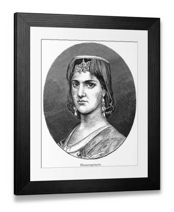 Framed Print : Young woman from Montenegro, much jewellery