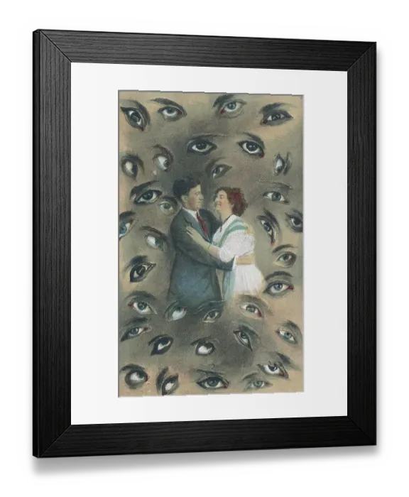 Framed Print : Loving couple watched by many eyes