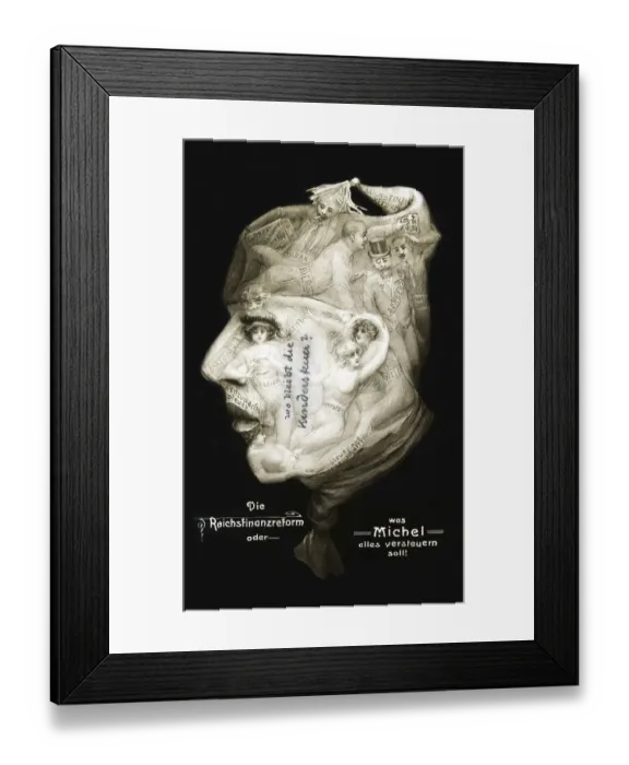 Framed Print : Tax, tax office, satire to the imperial finance reform of 1909