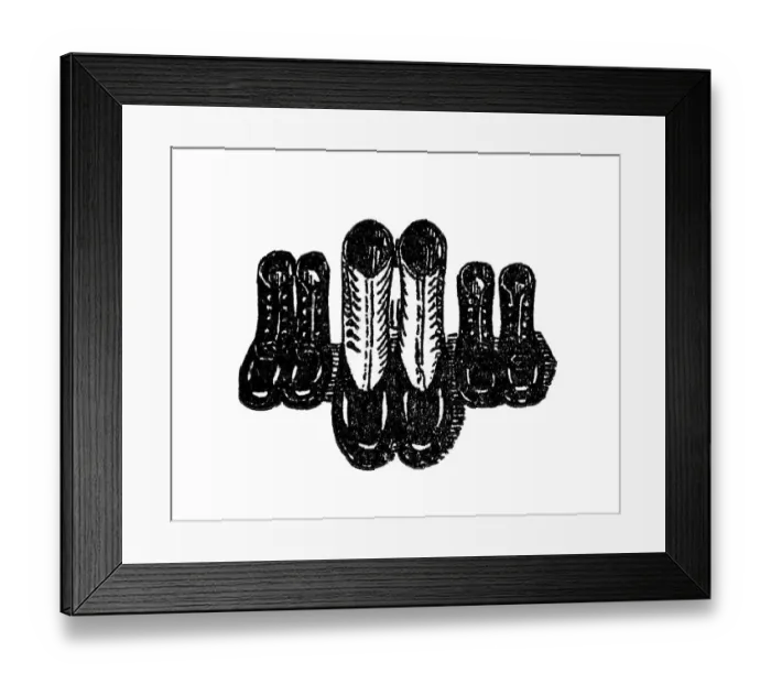 Framed Print : Shoes, historical illustration from: Emmi Conradi-Stahl: Wie Gritli haushalten lernt