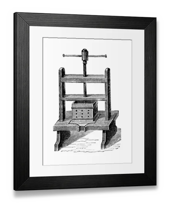 Framed Print : Fruit press, historical illustration from: Marie Adenfeller