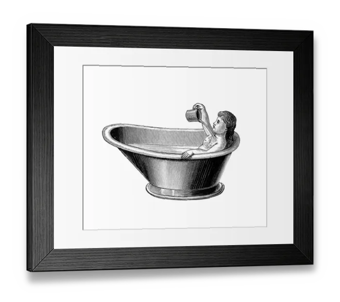 Framed Print : Half-bath, historical illustration from: Anna Fischer Dueckelmann: The woman as a family doctor Framed Print : Half-bath, historical illustration from: Anna Fischer Dueckelmann: The woman as a family doctor