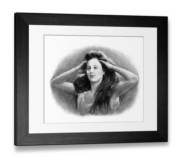 Framed Print : Massaging the scalp, historical illustration from: Anna Fischer Dueckelmann
