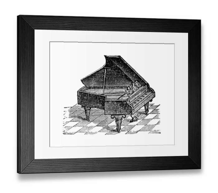 Framed Print : Baby grand piano, historical illustration from: Marie Adenfeller Framed Print : Baby grand piano, historical illustration from: Marie Adenfeller