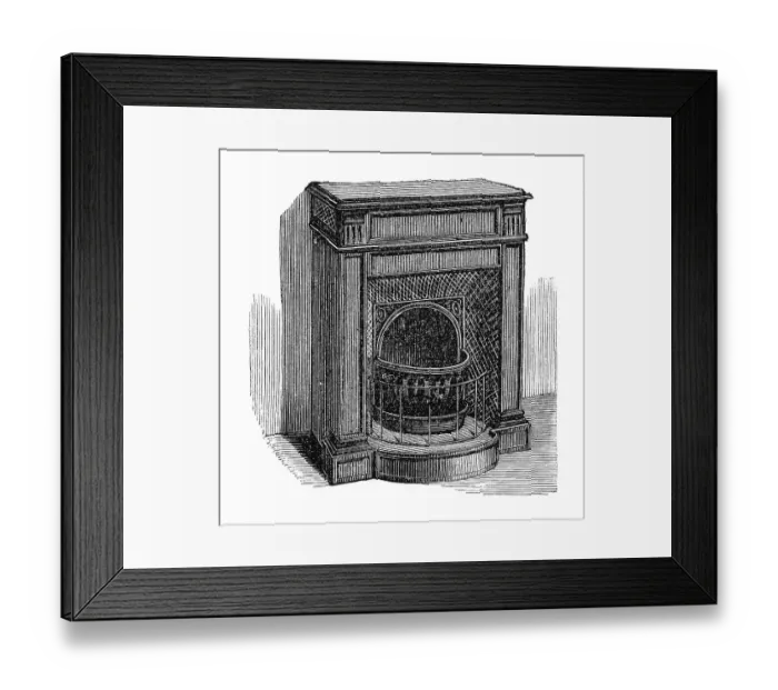 Framed Print : French fireplace, historical illustration from: Marie Adenfeller