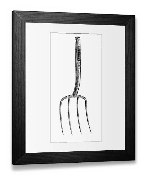 Framed Print : Steel pitchfork, historical illustration Framed Print : Steel pitchfork, historical illustration