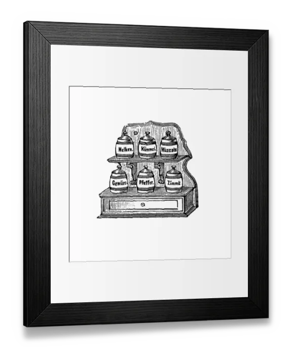 Framed Print : Spice stand, historical illustration from: Marie Adenfeller