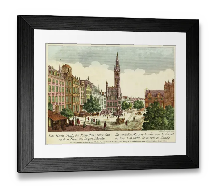 Framed Print : Historical view of the town of Gdansk with the town hall