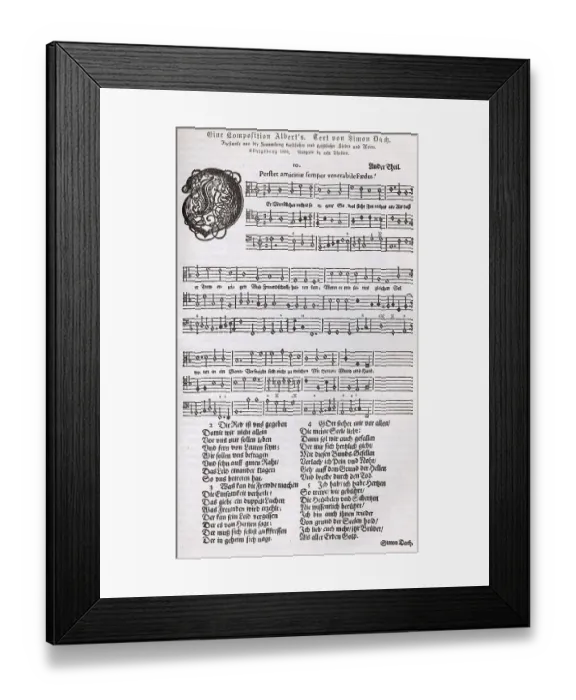 Framed Print : Composition by Albert, text by Simon Dach