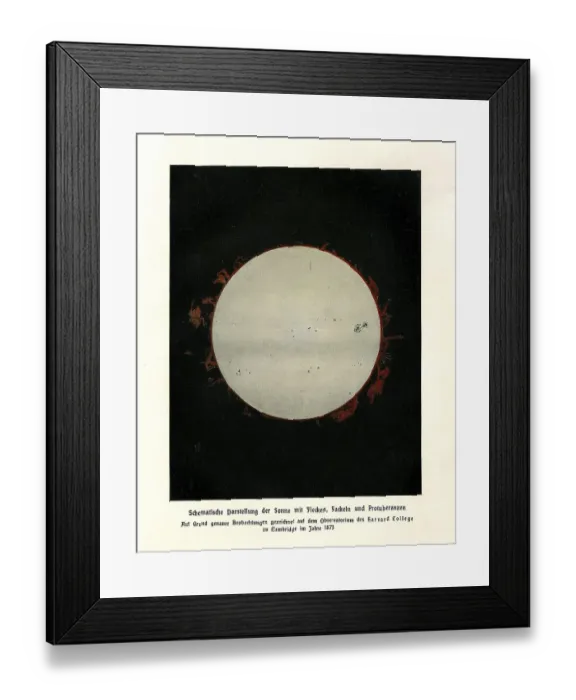 Framed Print : Schematic representation of the sun with spots