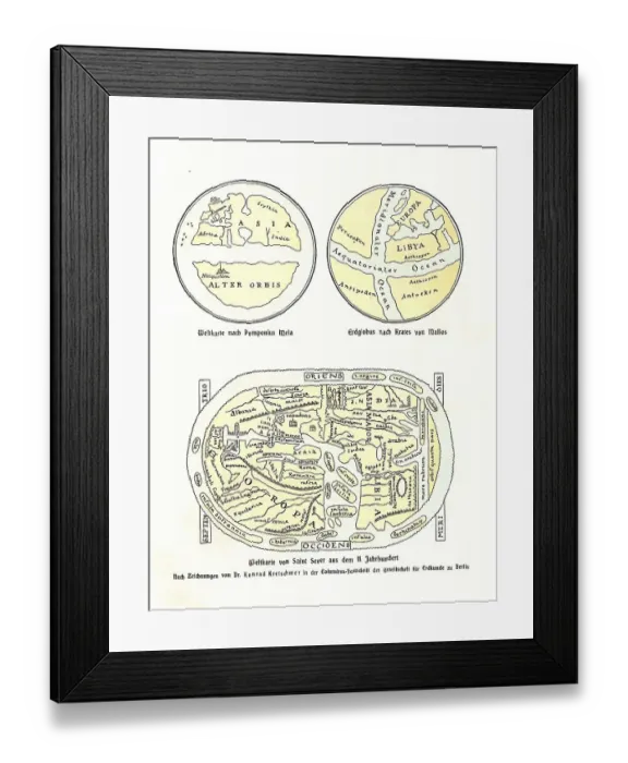 Framed Print : World map after Pomponius Mela