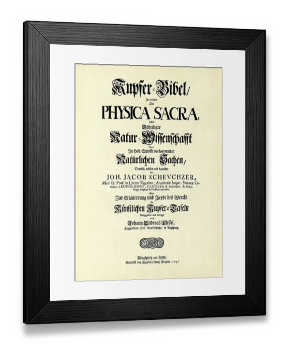 Framed Print : Title page of the Physica sacra or Copper Bible by Johann Jakob Scheuchzer (1672-1733)