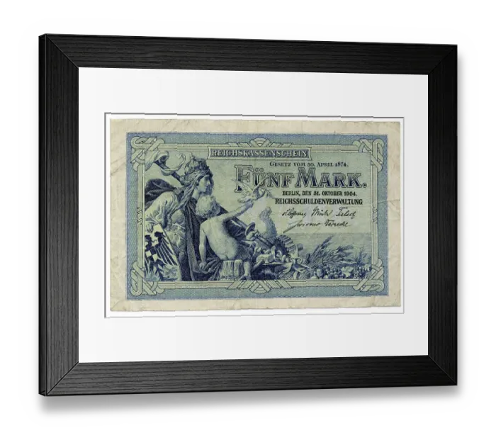 Framed Print : Front of a Reichskassenschein, banknote Framed Print : Front of a Reichskassenschein, banknote