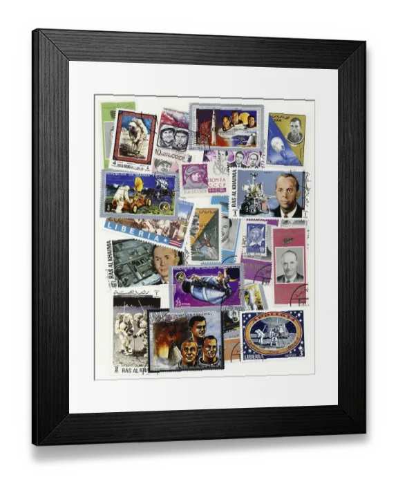 Framed Print : International stamps about space, space travel