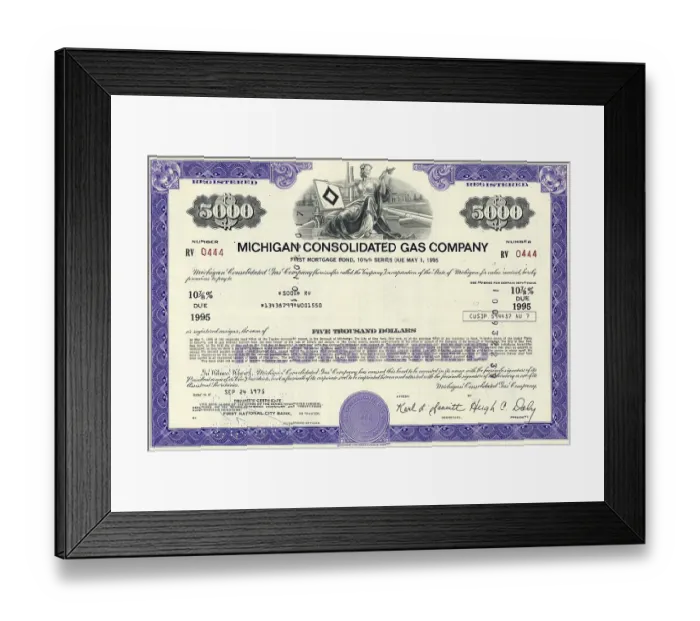 Framed Print : Historical share of The Michigan Consolidated Gas Company Framed Print : Historical share of The Michigan Consolidated Gas Company