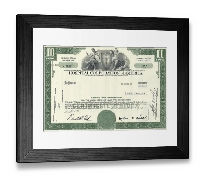 Framed Print : Historical share of Hospital Corporation of America Framed Print : Historical share of Hospital Corporation of America