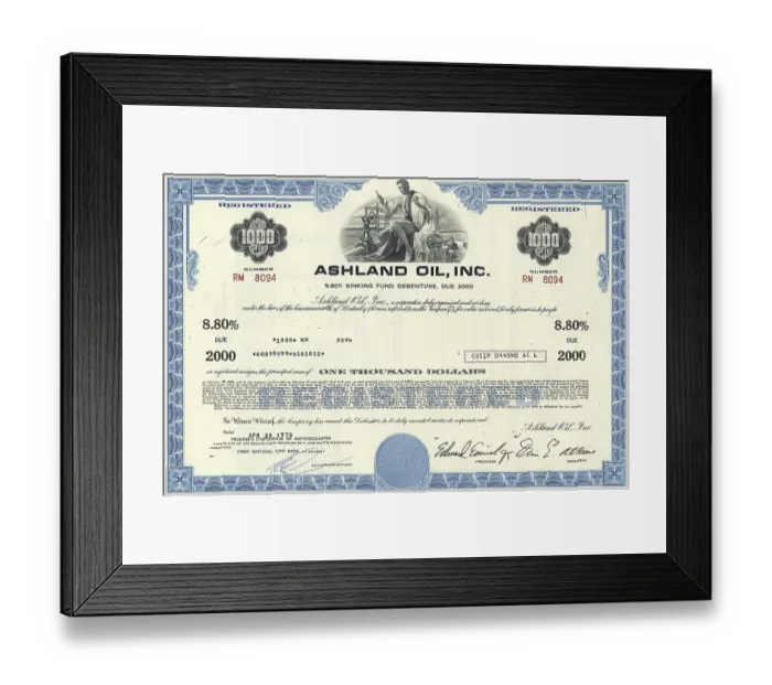 Framed Print : Historical share of Ashland Oil Inc