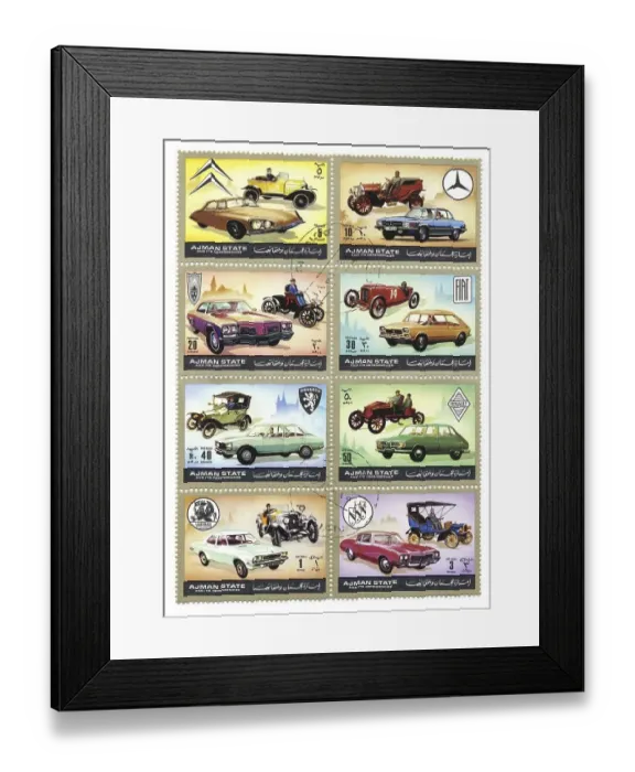 Framed Print : Stamps from Ajman, United Arab Emirates