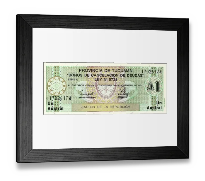 Framed Print : Banknote from Argentina, 1 Austral de Tucuman Framed Print : Banknote from Argentina, 1 Austral de Tucuman