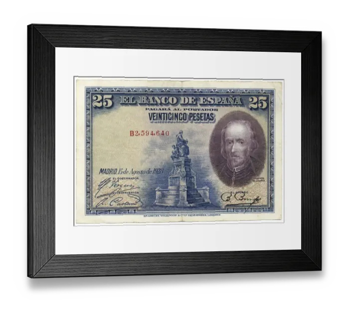 Framed Print : Historic banknote, 25 pesetas