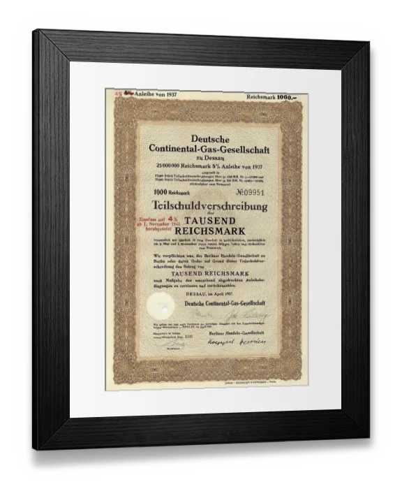Framed Print : Historic security, partial debenture