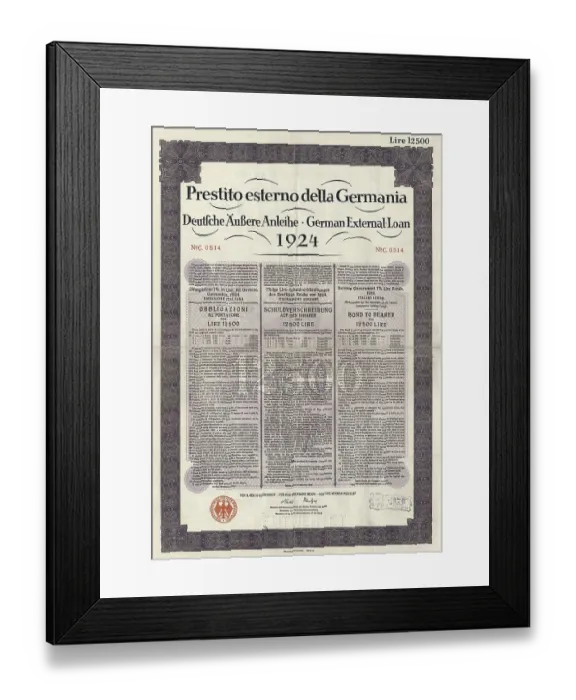 Framed Print : Historic security, German foreign loan