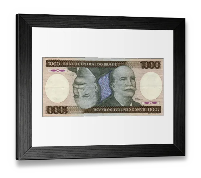Framed Print : Historic banknote, 1000 cruzeiros