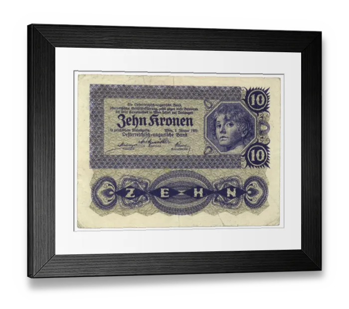 Framed Print : Historic banknote, Austria, Austro-Hungarian Bank