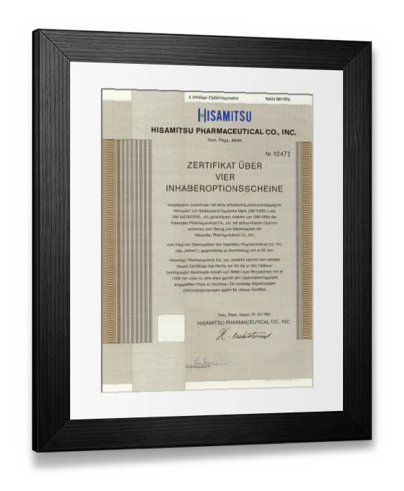 Framed Print : Securities certificate, bearer warrant Framed Print : Securities certificate, bearer warrant