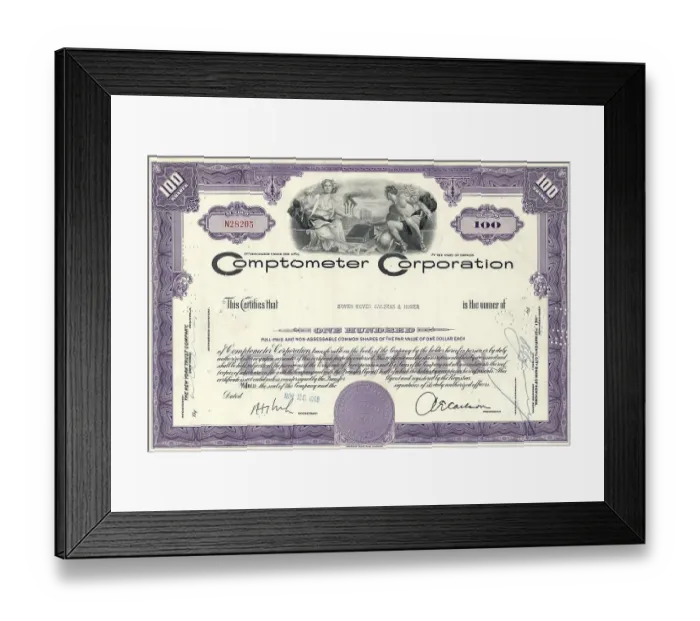 Framed Print : Historical stock certificate Framed Print : Historical stock certificate
