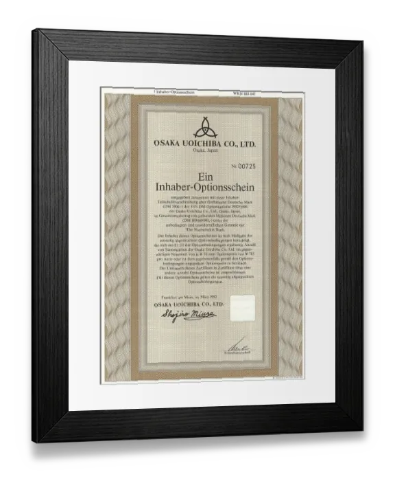 Framed Print : Securities certificate, bearer warrant Framed Print : Securities certificate, bearer warrant